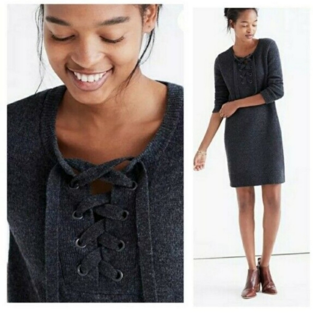 Medium Madewell merino wool lace up dress